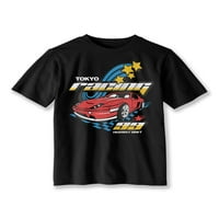 Wonder Nation Boys Tokyo Racing rövid ujjú grafikus póló, Méretek XS-XXL