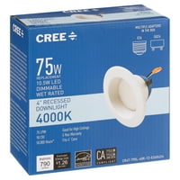 Cree világítás CR-T LED Retrofit mélysugárzó 75W egyenértékű, lumen, szabályozható, hideg fehér 4000K, 50, órás névleges