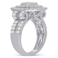 14kt fehér arany női kerek gyémánt kör klaszter gyűrű 1-Cttw