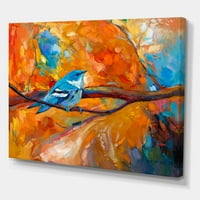 Kék cerulean Warbler madár ágfestés vászon művészeti nyomtatása