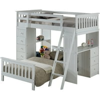 Broyhill Kids Marco Island Twin Loft & Full Bed Collection, White, Bo of 7