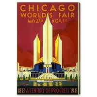 Wynwood Studio Cities and Skylines Wall Art Canvas nyomatok 'Chicago World Fair 1933' Egyesült Államok Városok - Vörös,