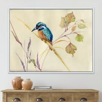 Közös Kingfisher madár ág keretes festmény vászon művészeti nyomtatás