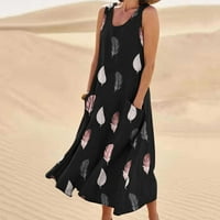 Giligiliso Clearance nyári tartály Ruhák Női Női nyári divat alkalmi nyomtatás Ujjatlan kerek nyakú zseb ruha