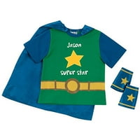 Személyre szabott kisgyermek fiú szupercsillagos póló és Cape Combo, zöld