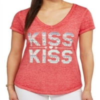 Rocker lány Junior női piros csók csók Valentin-napi póló 2X