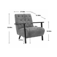 Accent szék, Modern PU bőr kárpitozott fotel tömörfa kerettel és vastag párnával, kényelmes egyetlen kanapé szék szabadidős