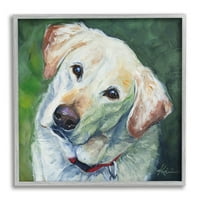 Stupell Industries Labrador kutya kedvtelésből tartott állatok és rovarok festmény szürke keretes művészeti nyomtatási