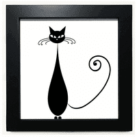Szép Fekete Macska Szerető Állat Art Vázlat Fekete Négyzet Keret Kép Fal Asztallap