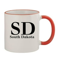 South Dakota-11oz színes felni és fogantyú kávés bögre, piros