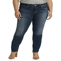 Ezüst Jeans Co. női plusz méret Suki Mid Rise egyenes láb farmer derékméret 12-24