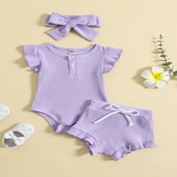 Wassery újszülött kislány pamut ruhák hónapok csecsemő nyári ruhák szilárd Bordázott póló repülő ujjú kezeslábas felső