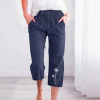 Frostluinai női Laza Capri kényelmes Zsinóros jóga nadrág pitypang nyomtatott edzés vászon Sweatpants széles láb Lounge