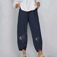 Zkozptok nadrág Női Palazzo nadrág széles láb Lounge Pamut vászon Laza Sweatpants nadrág, Navy, M