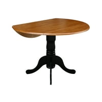 Nemzetközi koncepciók tömörfa 5 darabos étkezőkészlet in. Dual Drop Leaf étkezőasztal és Létra hátsó székek fekete