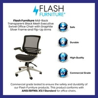 Flash bútorok Mid-Back Átlátszó Fekete Háló Executive forgatható irodai szék grafit ezüst keret és Flip-Up karok