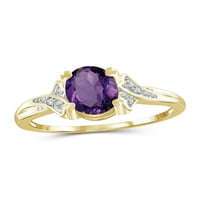 JewelersClub Amethyst Ring Birthstone Jewelry - 1. Karát -ametiszt 14K aranyozott ezüst gyűrűs ékszerek fehér gyémánt