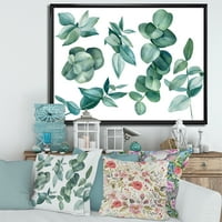 Eukaliptusz levelek sötétzöld keretes festmény vászon művészeti nyomtatás