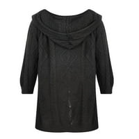 SpringTTC Női zsebek horgolt Egysoros Laza nyitott Kötött kapucnis kardigán pulóver