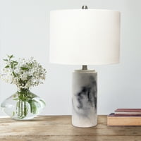 Lalia Home dekoratív márványozott asztali lámpa fehér Szövet árnyalattal, fehér
