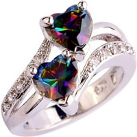 Skpblutn gyűrűk Női lányoknak egyedi dupla szív szivárvány örök eljegyzési gyűrű gyűrű Ajándékok