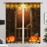 Függöny Panelek Slot Top Halloween Tök Blackout Ablak Függöny Hőszigetelt Szoba Sötétítő Függönyrúd Zseb Ablak Kendő
