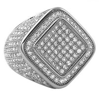 Mély jég ródium CZ Micro Pave Bling gyűrű