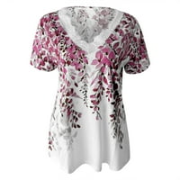 Szexi felsők Női nyári Virágmintás blúz V-nyakú Rövid ujjú Kényelmes Dressy Tshirts