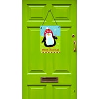Carolines Treasures VHA3015DS Boldog Karácsonyt Boldog pingvin fal vagy ajtó lógó nyomatok, 12x16, Többszínű