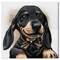A Runway Avenue állatok fali művészete vászon nyomatok „Dapper Dachshund” kutyák és kölyökkutyák - fekete, barna
