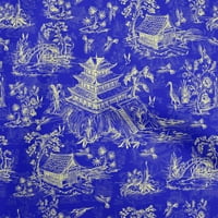 oneOone Pamut Poplin Lapis Kék Szövet Ázsiai Japán Minta kézműves projektek dekor szövet Nyomtatott az udvaron széles