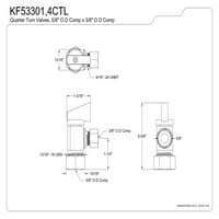 Kingston sárgaréz KF53301CTL 5 8 O. D 3 8 O. D. kompressziós negyed fordulási szög elzárószelep, polírozott króm