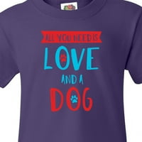 Inktastic minden amire szükséged van a szerelem és a kutya, mancs, mancs nyomatok Ifjúsági póló