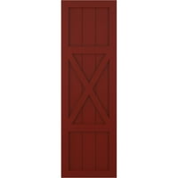 Ekena Millwork 15 W 69 H True Fit PVC Center X-Board Farmhouse rögzített redőnyök, bors piros