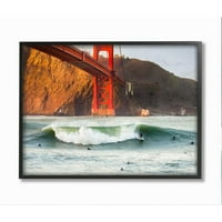 A Stupell Industries Golden Gate Surfers kaliforniai part menti sportkeretes fal art dizájn, Dave Gordon, 24 30