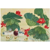 Mandarin kacsa a Lotus Pond I Canvas 24 by 36 -ben Jamaliah Morais