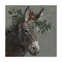 Védjegy Szépművészeti szezonális vászon fali művészet 'Mary Beth The Christmas Donkey', Mary Miller Veazie