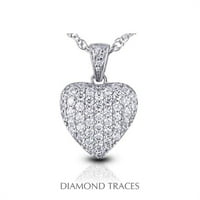 Gyémánt Nyomok 1. Karátos teljes természetes gyémánt 18K fehér arany Pave Beállítás szív alakú divat medál