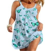 Voguele nők Rövid Mini Drsses pillangó nyomtatás Slip ruha hinta nyári strand Sundress Ünnep fedezze fel Laza Lila
