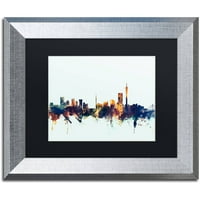 Védjegy Szépművészet Johannesburg Skyline Blue Canvas Art készítette: Michael Tompsett, Black Matte, ezüst keret