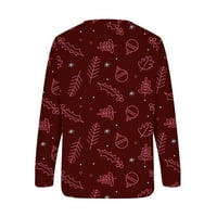 Fjofpr Női ruhák Clearance grafikus Pulóverek Női Hosszú ujjú Crewneck karácsonyi nyomtatás alkalmi kapucnis pulóver