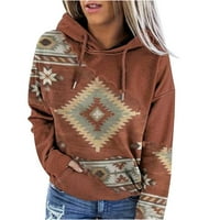 Női azték kapucnis nyugati női ruhák geometriai etnikai grafikus pulóverek téli pulóver ingek Lányok törzsi minta kapucnis