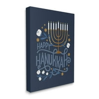 Boldog Hanukkah hagyományos menorah szimbólumok ünnepi grafikus galéria csomagolt vászon nyomtatott fal művészet