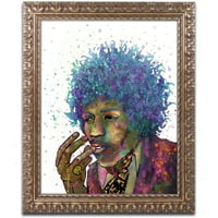 Védjegy Szépművészet Jimi Hendrix Canvas Art készítette: Marlene Watson, Arany díszes keret