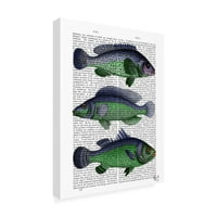 Védjegy Szépművészeti 'Kék és Zöld Fish Trio' vászon művészet, Fab Funky