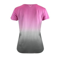 Daznico Női felsők Női nyári gradiens nyomtatás rövid ujjú Kerek nyakú laza póló Blúzok nőknek Hot Pink M