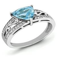 Primal Ezüst Ezüst kék topáz és gyémánt gyűrű