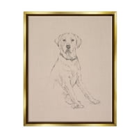 Stupell retriever kutya Minimális rajz állatok és rovarok Arany úszó keretes művészeti nyomtatási fal művészet