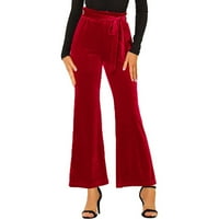Női Sweatpants jóga nadrág Divat Alkalmi Egyszínű Magas derék rugalmas jóga nadrág zsebekkel és övekkel Red XL US:10