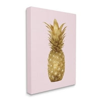 Stupell Industries Golden Glam ananász gyümölcs, a rózsaszín vászon fali művészete, 30, tervezés: Kate Bennett